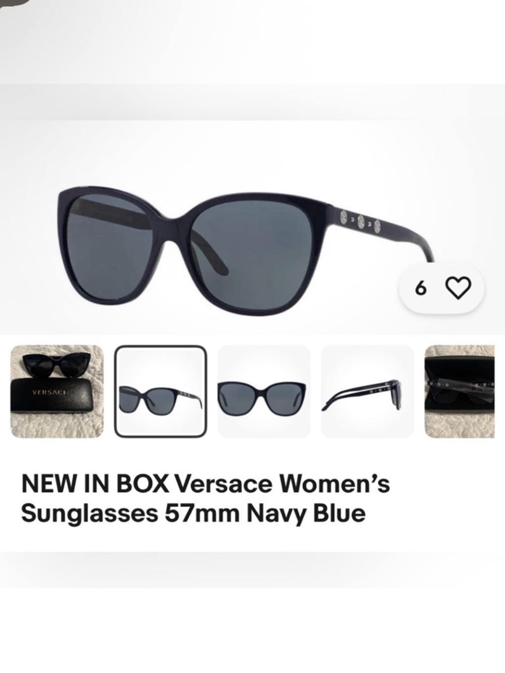 Versace Navy Blue Women's Sunglasses with Silver Medallion Accents New - Picture 3 of 8